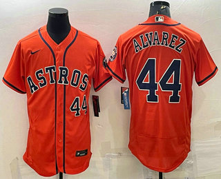 Houston Astros #44 Yordan Alvarez Number Orange Stitched MLB Flex Base Nike Jersey