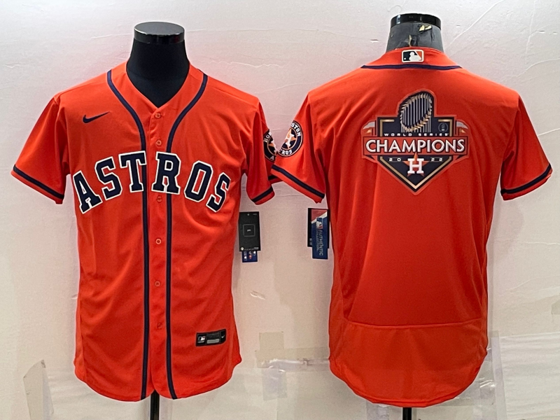 Houston Astros Orange Champions Big Logo Stitched MLB Flex Base Nike Jersey