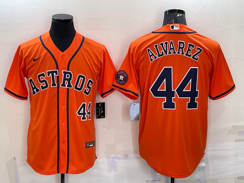 Houston Astros #44 Yordan Alvarez Number Orange With Patch Stitched MLB Cool Base Nike Jersey