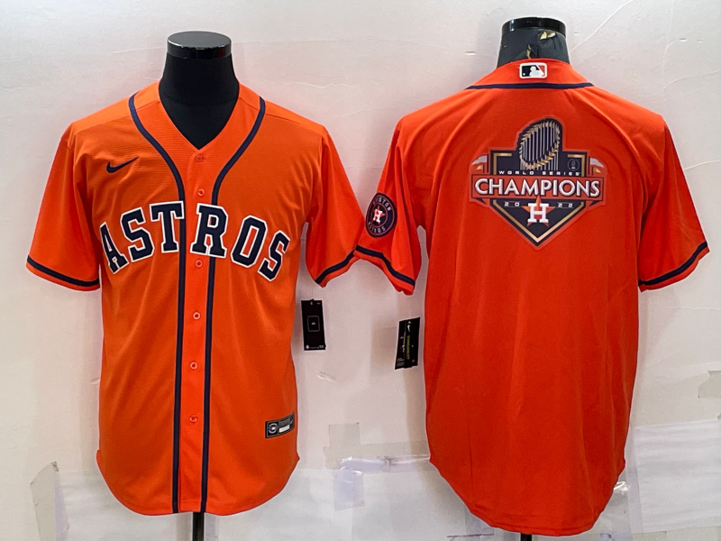 Houston Astros Orange Champions Big Logo With Patch Stitched MLB Cool Base Nike Jersey