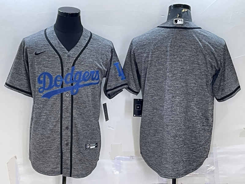 Los Angeles Dodgers Blank Grey Gridiron Cool Base Stitched Baseball Jersey