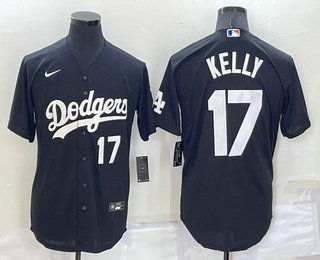 Los Angeles Dodgers #17 Joe Kelly Number Black Turn Back The Clock Stitched Cool Base Jersey