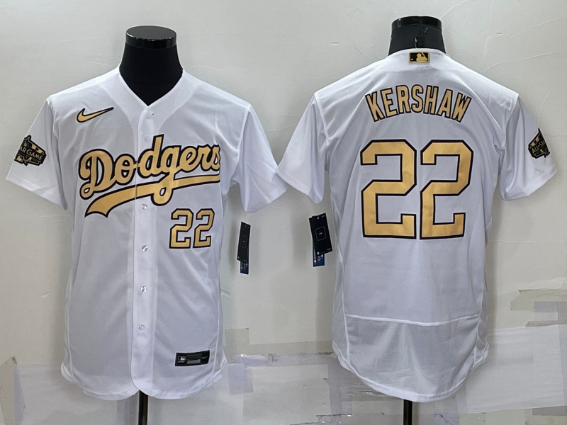 Los Angeles Dodgers #22 Clayton Kershaw Number White 2022 All Star Stitched Flex Base Nike Jersey