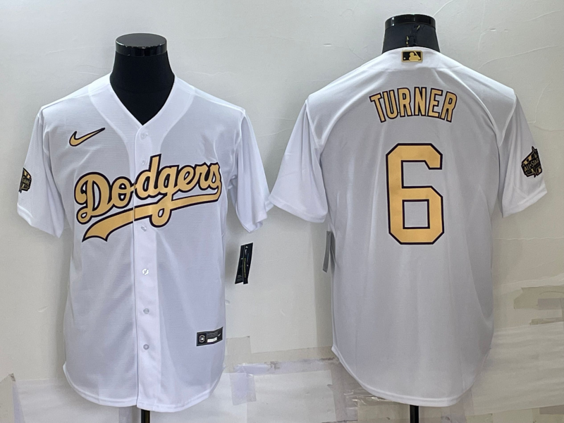 Los Angeles Dodgers #6 Trea Turner White 2022 All Star Stitched Cool Base Nike Jersey