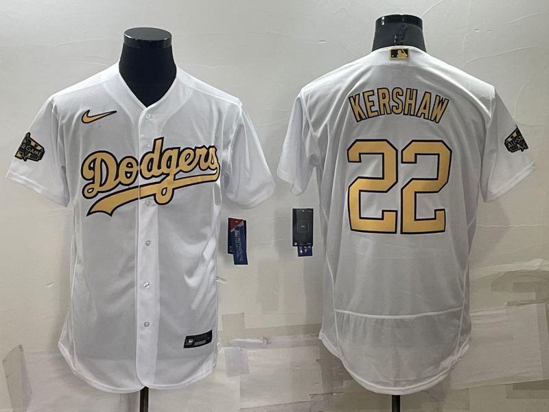 Los Angeles Dodgers #22 Clayton Kershaw White 2022 All Star Stitched Flex Base Nike Jersey