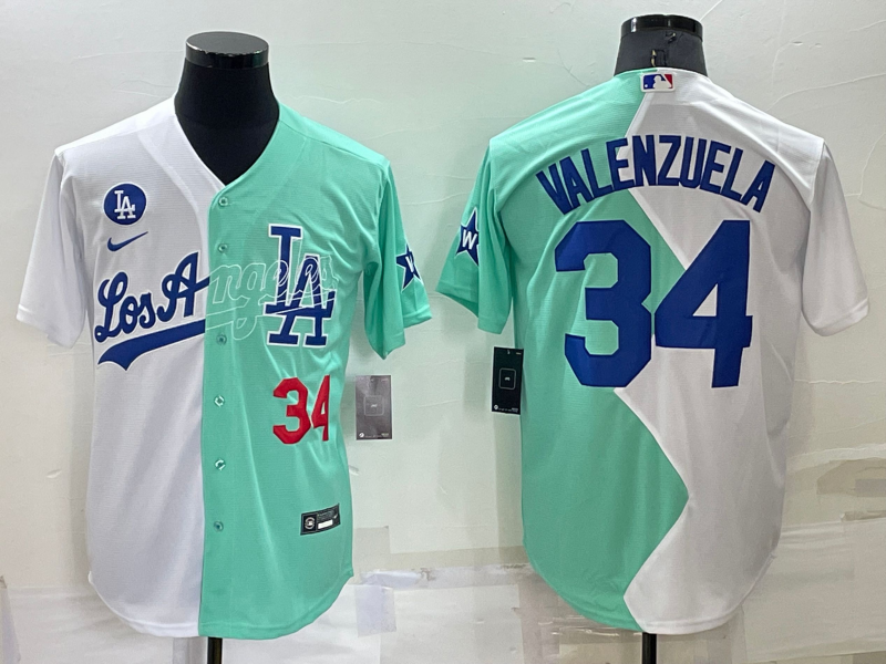 Los Angeles Dodgers #34 Fernando Valenzuela White Green Number 2022 Celebrity Softball Game Cool Bas