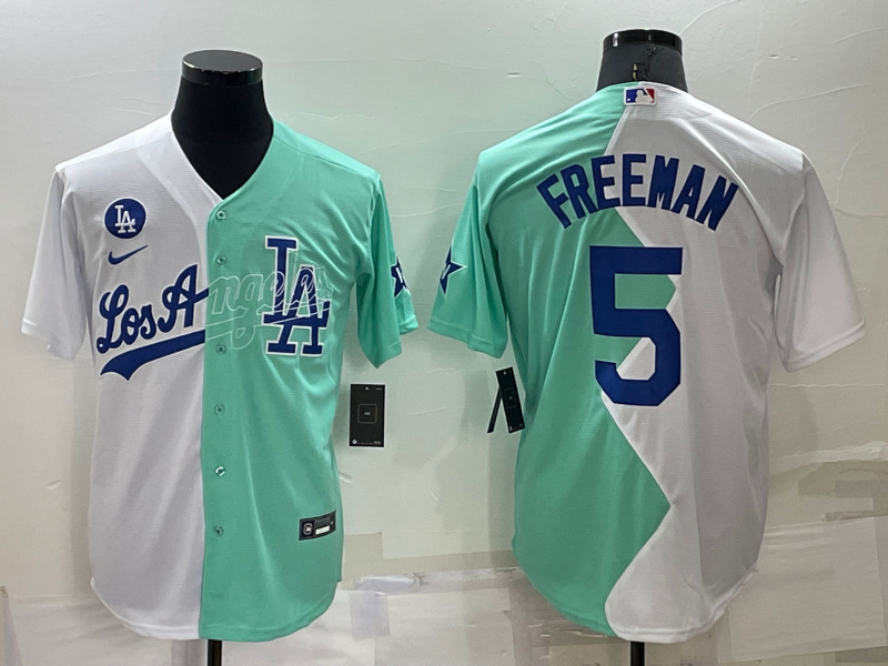 Los Angeles Dodgers #5 Freddie Freeman White Green Two Tone 2022 Celebrity Softball Game Cool Base J