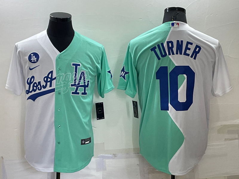 Los Angeles Dodgers #10 Justin Turner White Green Two Tone 2022 Celebrity Softball Game Cool Base Je