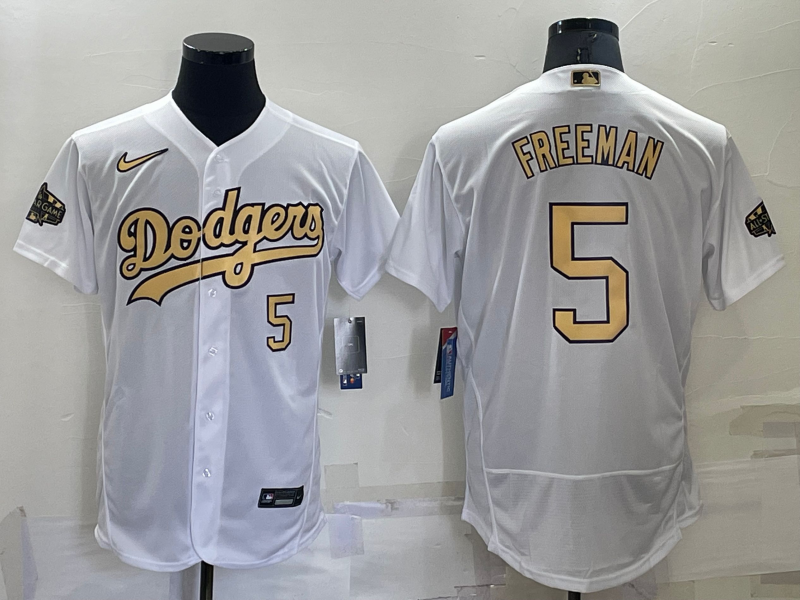 Los Angeles Dodgers #5 Freddie Freeman Number White 2022 All Star Stitched Flex Base Nike Jersey