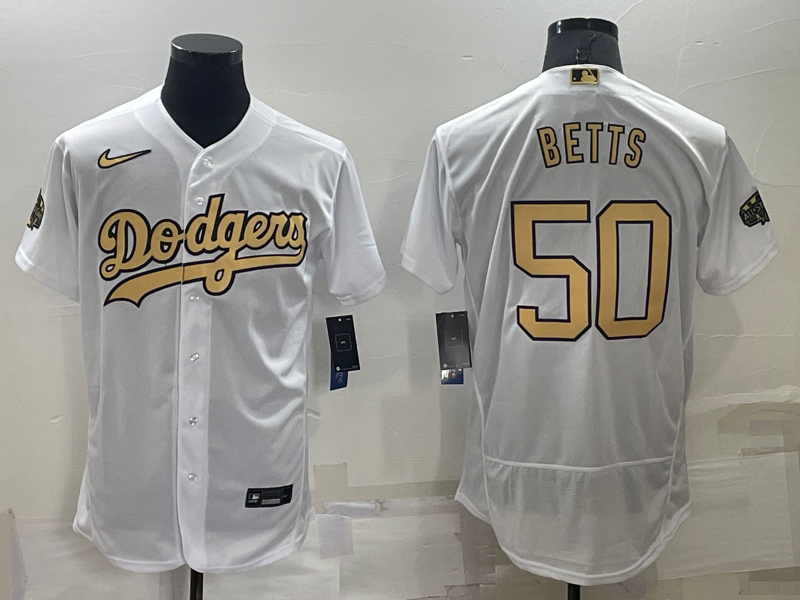 Los Angeles Dodgers #50 Mookie Betts White 2022 All Star Stitched Flex Base Nike Jersey