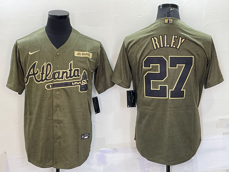 Atlanta Braves #27 Austin Riley 2021 Olive Salute To Service Limited Stitched Jersey