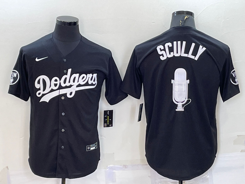 Los Angeles Dodgers #67 Vin Scully Black Stitched MLB Cool Base Fashion Jersey