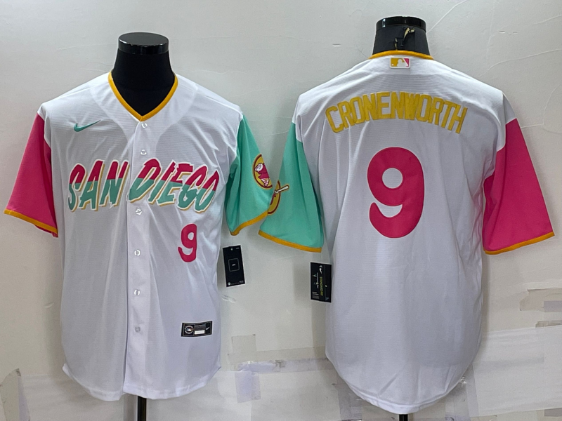 San Diego Padres #9 Jake Cronenworth White Number 2022 City Connect Cool Base Stitched Jersey