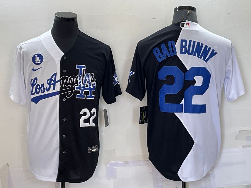 Los Angeles Dodgers #22 Bad Bunny White Black Number 2022 Celebrity Softball Game Cool Base Jerseys