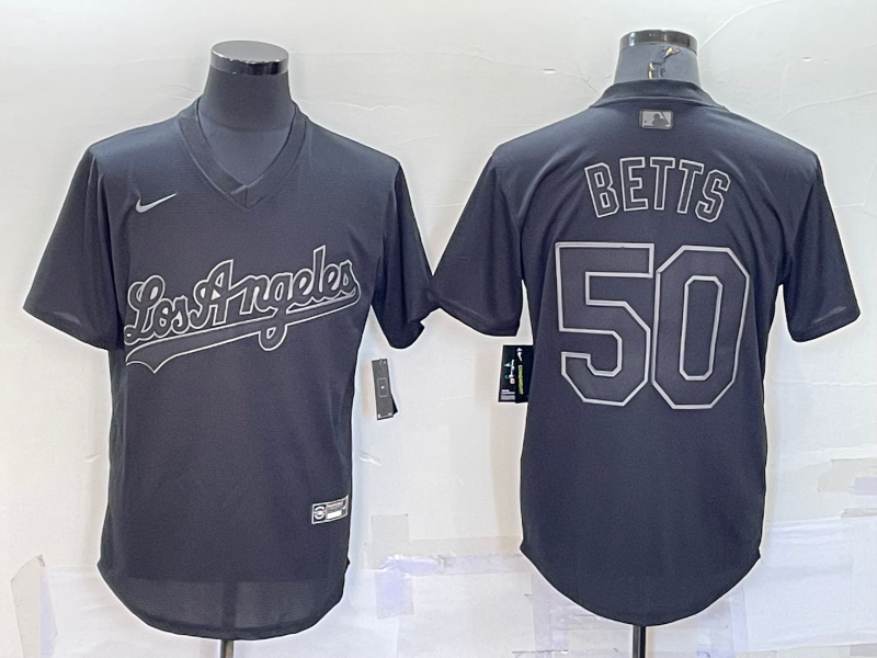 Los Angeles Dodgers #50 Mookie Betts Black Pullover Turn Back The Clock Stitched Cool Base Jersey