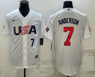 USA Baseball Team #7 Tim Anderson Number 2023 White World Baseball Classic Stitched Jerseys