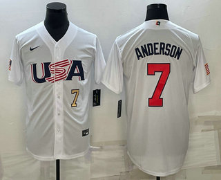 USA Baseball Team #7 Tim Anderson Number 2023 White World Baseball Classic Stitched Jersey