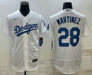 Los Angeles Dodgers #28 JD Martinez White Flex Base Stitched Baseball Jersey