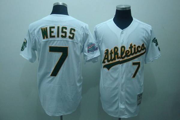 Mitchell and Ness Athletics #7 Walt Weiss Stitched White Throwback MLB Jersey