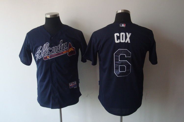 Braves #6 Bobby Cox Blue Stitched MLB Jersey