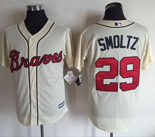 Braves #29 John Smoltz Cream New Cool Base Stitched MLB Jersey