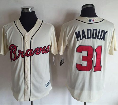 Braves #31 Greg Maddux Cream New Cool Base Stitched MLB Jersey