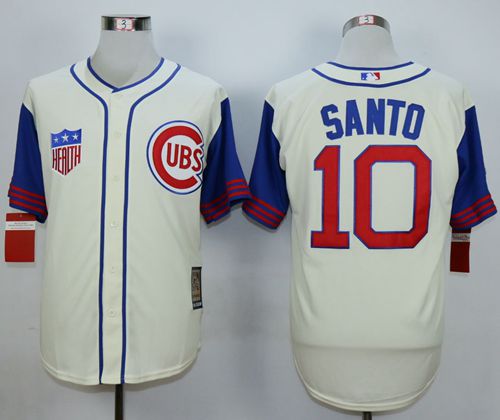 Cubs #10 Ron Santo Cream 1942 Turn Back The Clock Stitched MLB Jersey