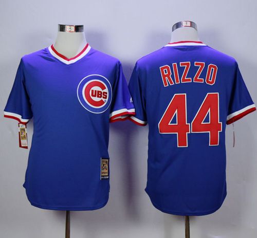 Cubs #44 Anthony Rizzo Blue Cooperstown Stitched MLB Jersey