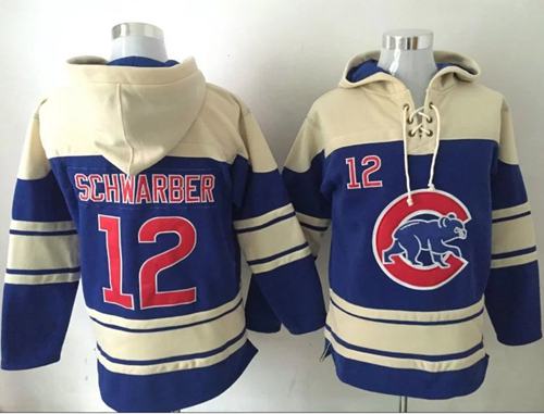 Cubs #12 Kyle Schwarber Blue Sawyer Hooded Sweatshirt MLB Hoodie