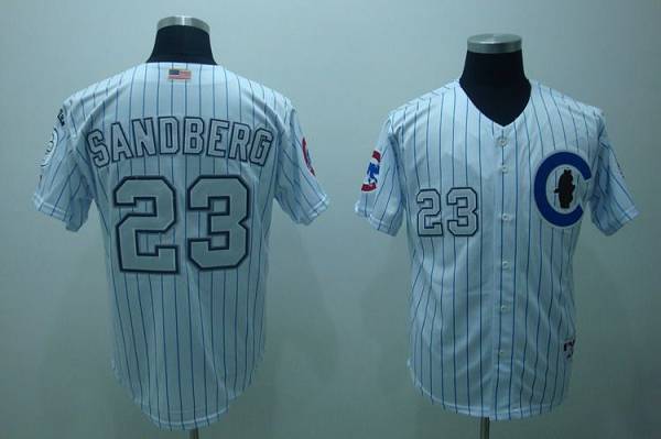 Cubs #23 Ryne Sandberg Stitched 3-Patch White MLB Jersey