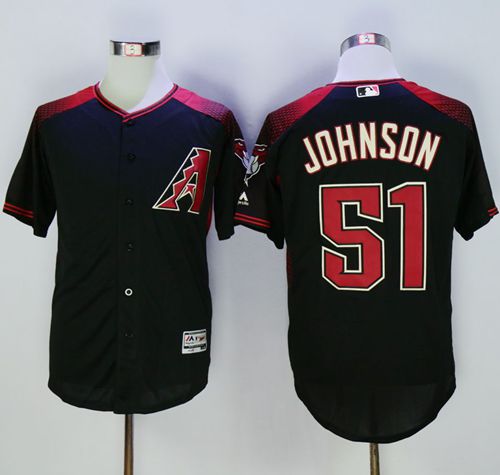 Diamondbacks #51 Randy Johnson Black/Brick New Cool Base Stitched MLB Jersey