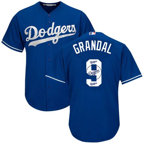 Dodgers #9 Yasmani Grandal Blue Team Logo Fashion Stitched MLB Jersey