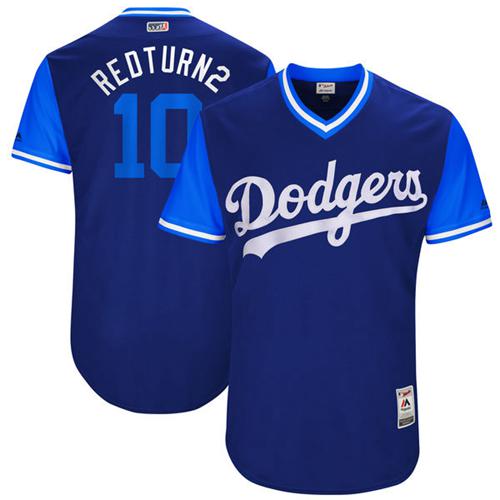 Dodgers #10 Justin Turner Royal "Redturn2" Players Weekend Authentic Stitched MLB Jersey