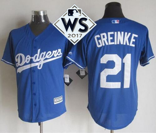 Dodgers #21 Zack Greinke Blue New Cool Base 2017 World Series Bound Stitched MLB Jersey