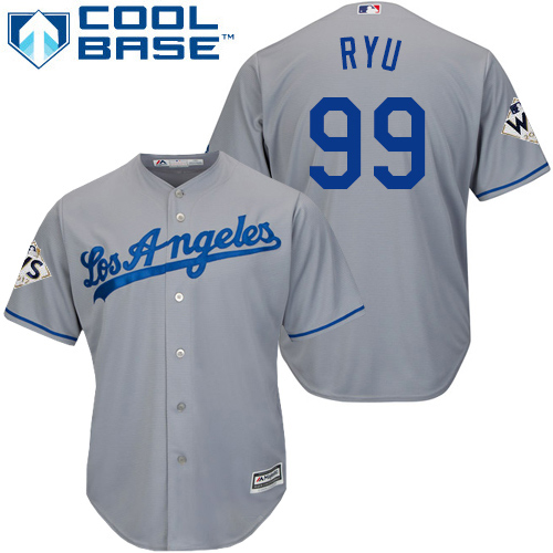 Dodgers #99 Hyun-Jin Ryu Grey New Cool Base 2017 World Series Bound Stitched MLB Jersey