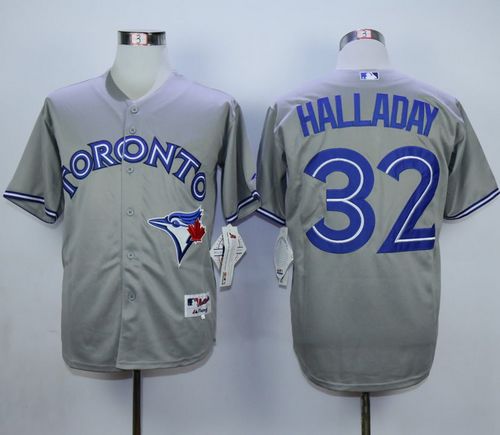 Blue Jays #32 Roy Halladay Grey Cool Base Stitched MLB Jersey