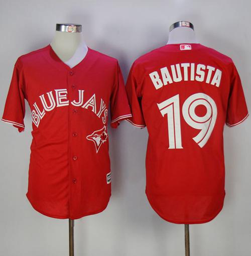 Blue Jays #19 Jose Bautista Red New Cool Base Canada Day Stitched MLB Jersey