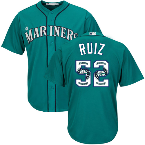 Mariners #52 Carlos Ruiz Green Team Logo Fashion Stitched MLB Jersey