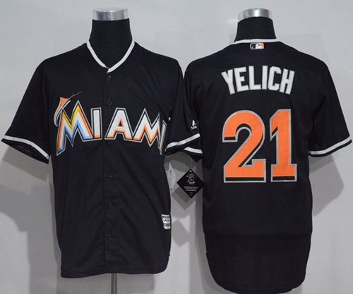 marlins #21 Christian Yelich Black New Cool Base Stitched MLB Jersey