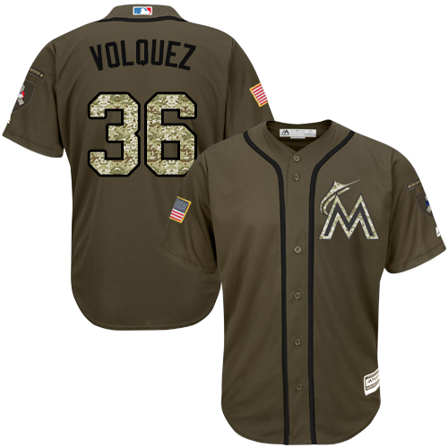 marlins #36 Edinson Volquez Green Salute to Service Stitched MLB Jersey