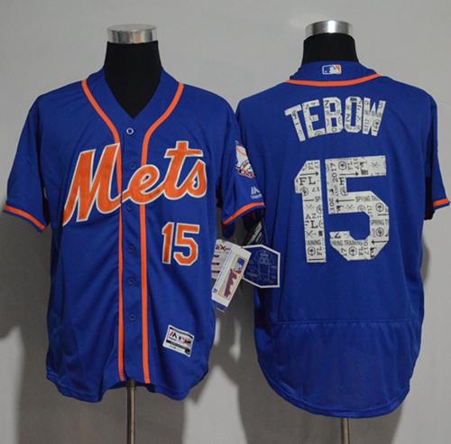 Mets #15 Tim Tebow Blue 2017 Spring Training Authentic Flex Base Stitched MLB Jersey