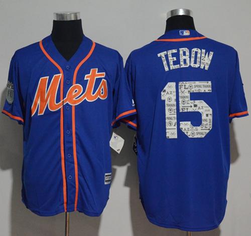 Mets #15 Tim Tebow Blue 2017 Spring Training Cool Base Stitched MLB Jersey