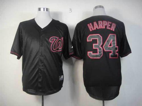 Nationals #34 Bryce Harper Black Fashion Stitched MLB Jersey