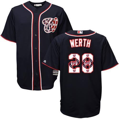 Nationals #28 Jayson Werth Navy Blue Team Logo Fashion Stitched MLB Jersey