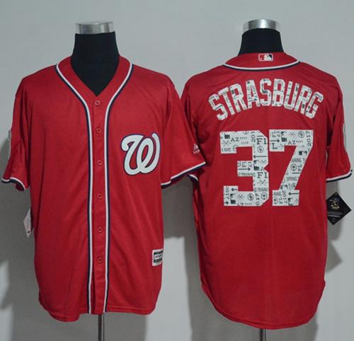 Nationals #37 Stephen Strasburg Red 2017 Spring Training Authentic Flex Base Stitched MLB Jersey