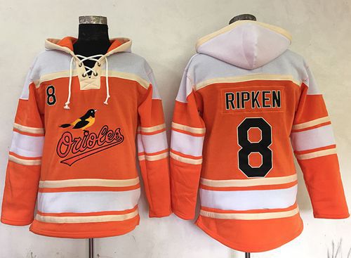 Orioles #8 Cal Ripken Orange Sawyer Hooded Sweatshirt MLB Hoodie