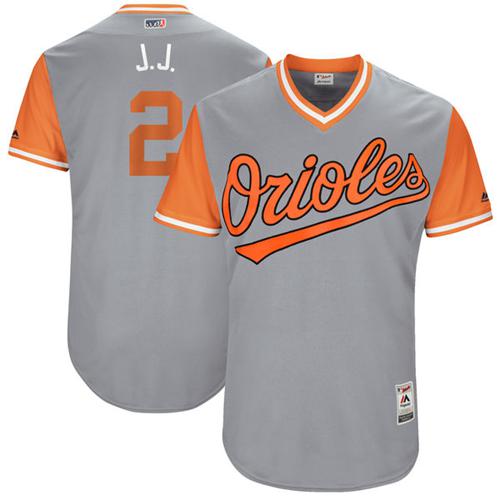 Orioles #2 J.J. Hardy Gray "J.J." Players Weekend Authentic Stitched MLB Jersey