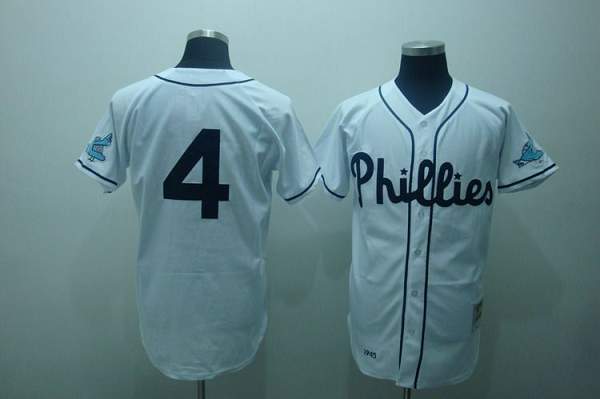 Mitchell and Ness Phillies #4 Jimmy Foxx Stitched White Throwback MLB Jersey