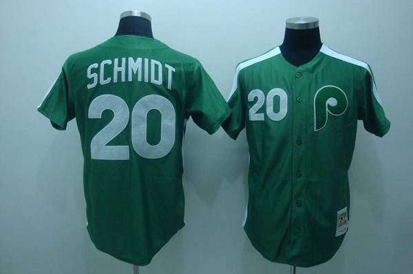 Mitchell and Ness Phillies #20 Mike Schmidt Stitched Green Throwback MLB Jersey