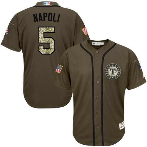 Rangers #5 Mike Napoli Green Salute to Service Stitched MLB Jersey